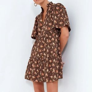 Tuckernuck Crawford mini dress Ladies xxl Rosewood chintz brown floral print